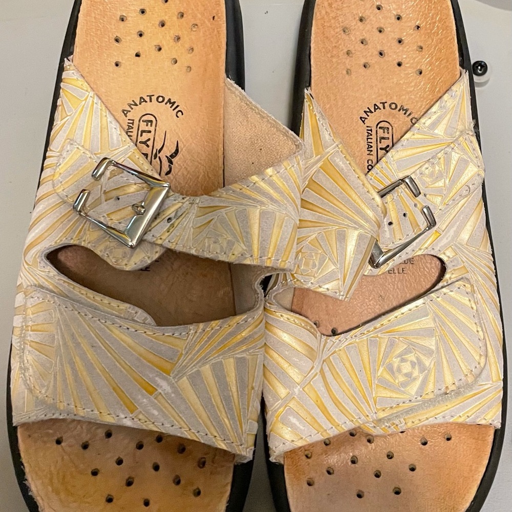 Fly flot  animal print leather sandals size 39